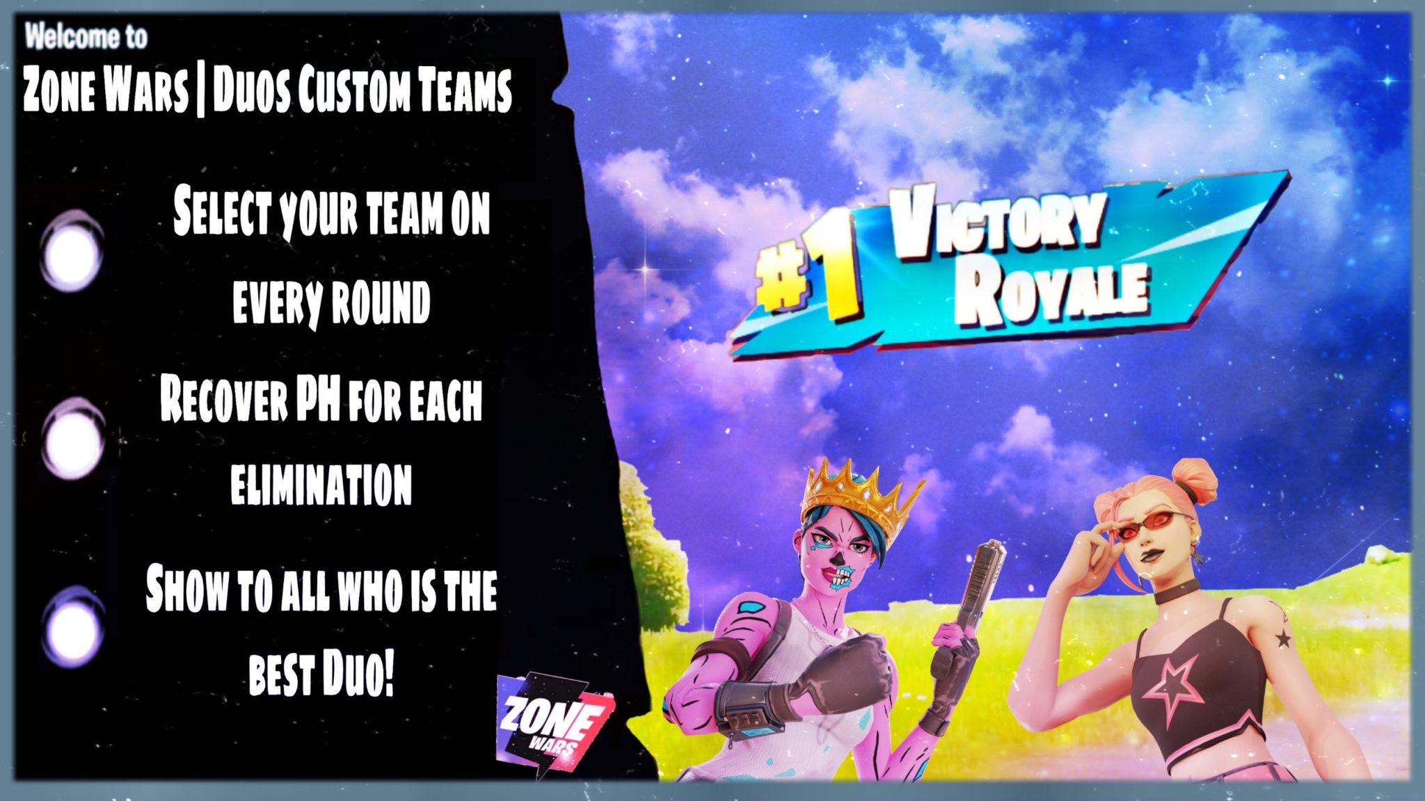 Zone wars Dúos Custom teams [ creeperlove ] Fortnite Creative Map