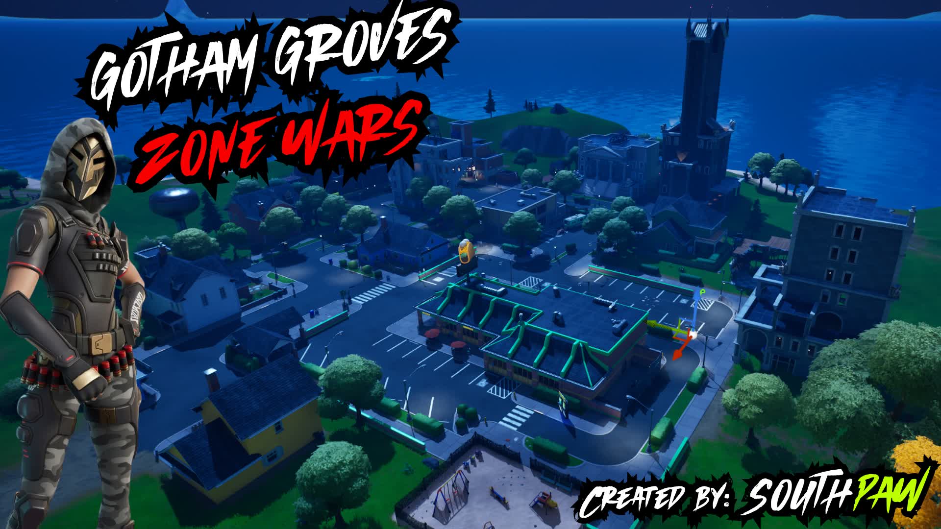 Gotham Grove Zone Wars [ southpaw ] Fortnite Creative Map Code